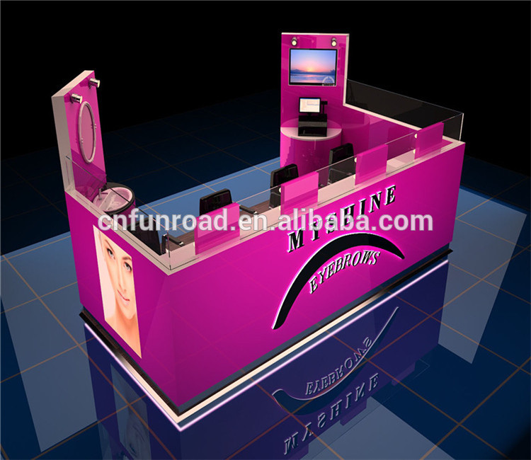 Custom design fashion mall eyebrow threading kiosk furniture for sale