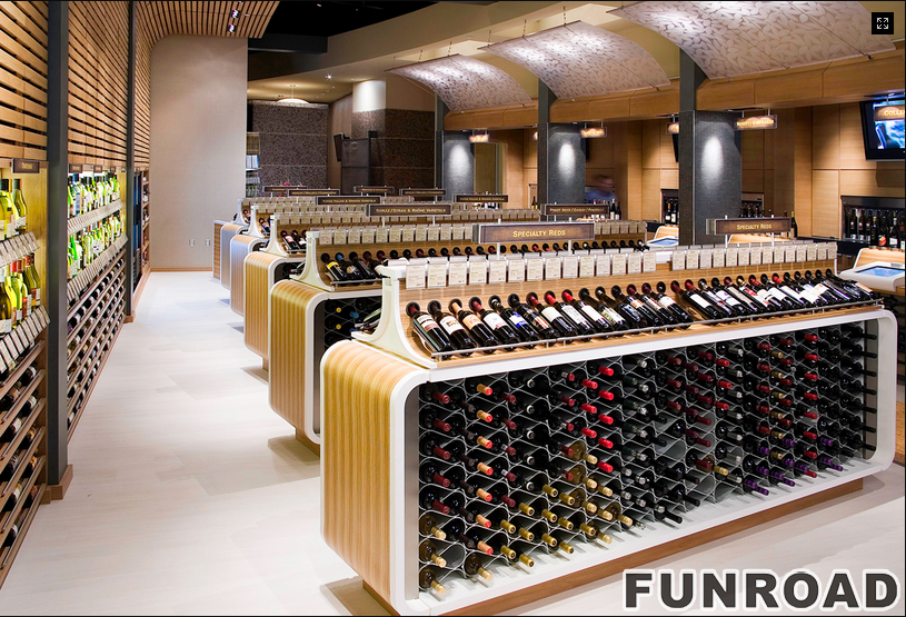 Customized Wooden Display Showcase for Wine Store Design | Funroadisplay