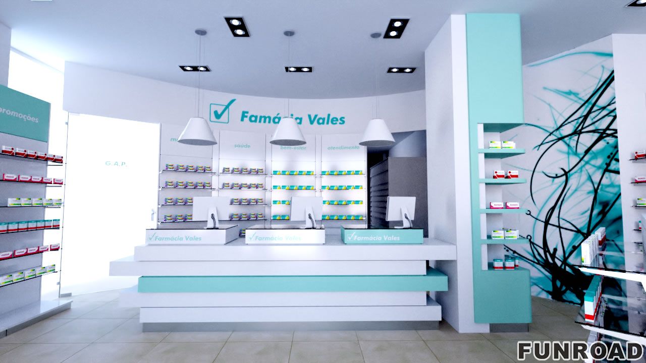 Wallmounted Pharmacy Showcase for Drug Store Decor Funroadisplay