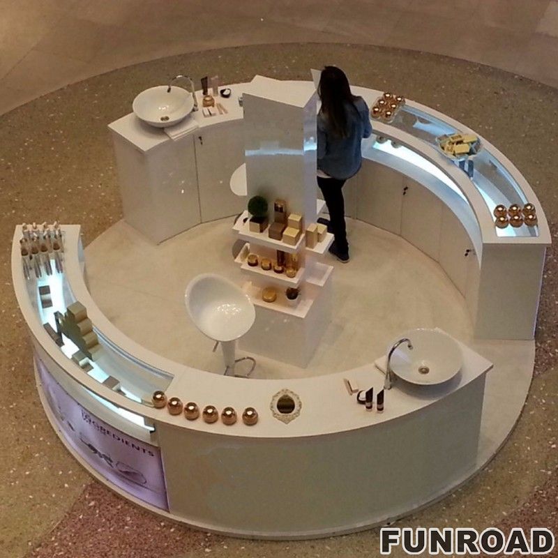 Retail Round Cosmetic Display Counter for Makeup Store Decor