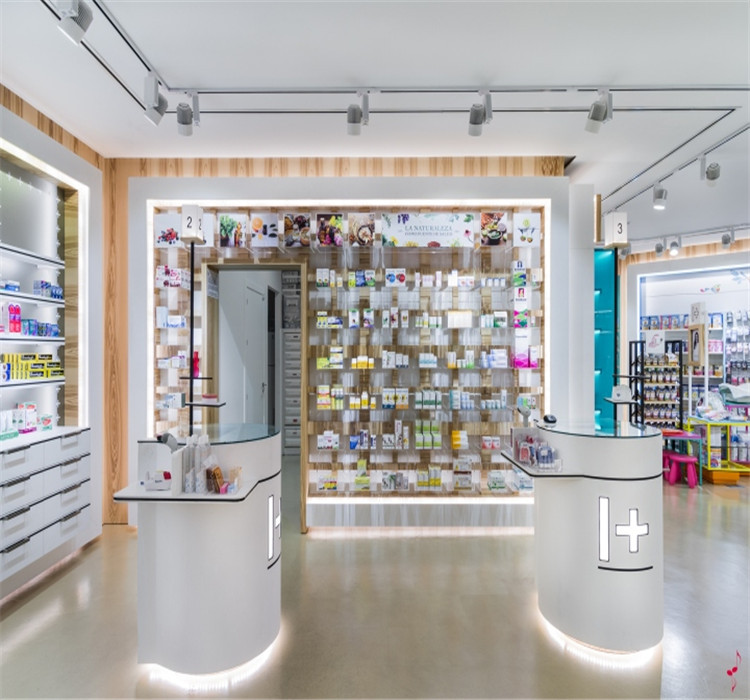 Glass Pharmacy Showcase Shelf for Retail Drug Store Furniture Funroadisplay