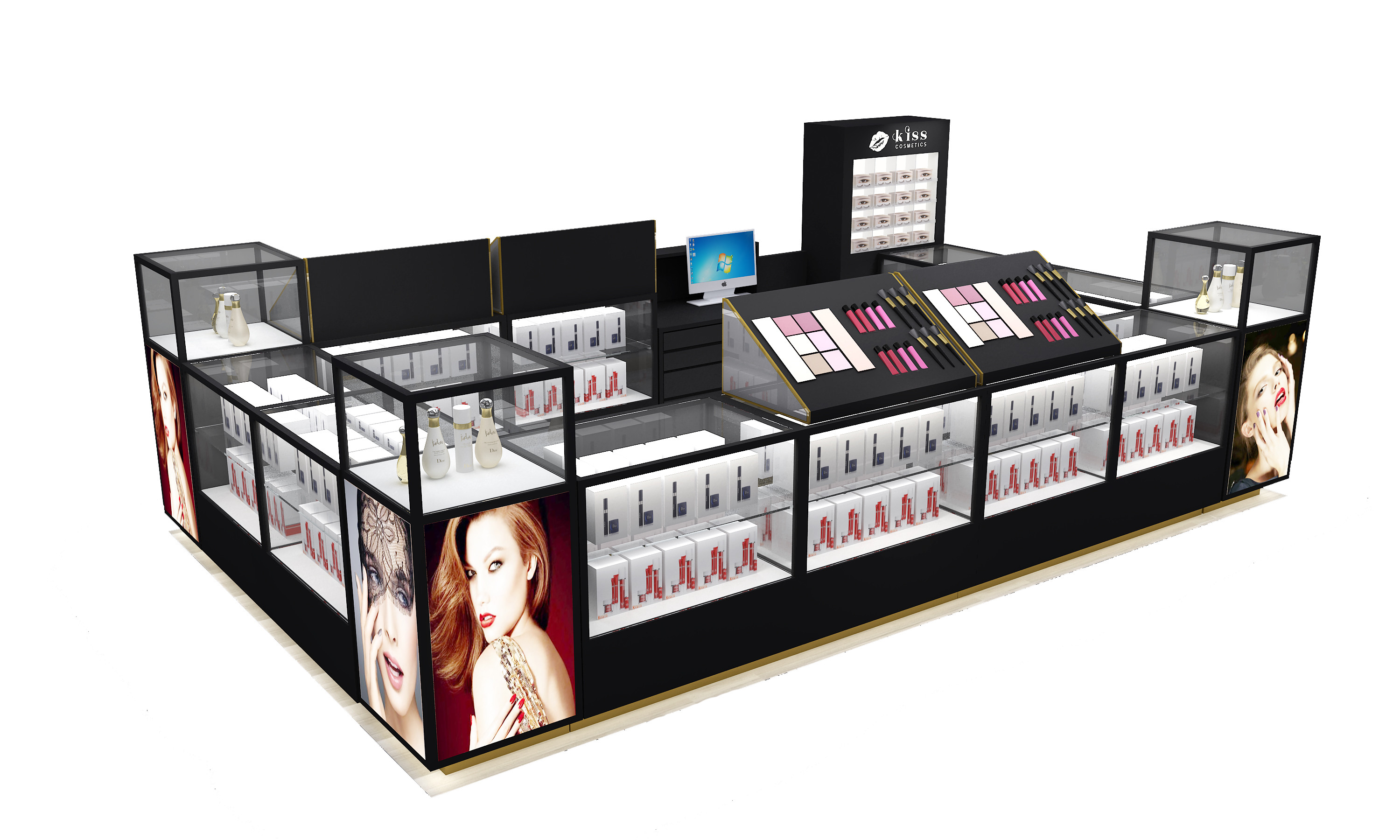 Glass Cosmetic Display Showcase for Makeup Store Display Funroadisplay