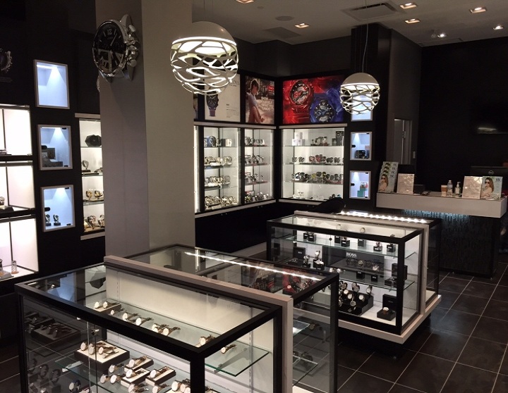 Wooden Wall Watch Display with Glass Case Funroadisplay