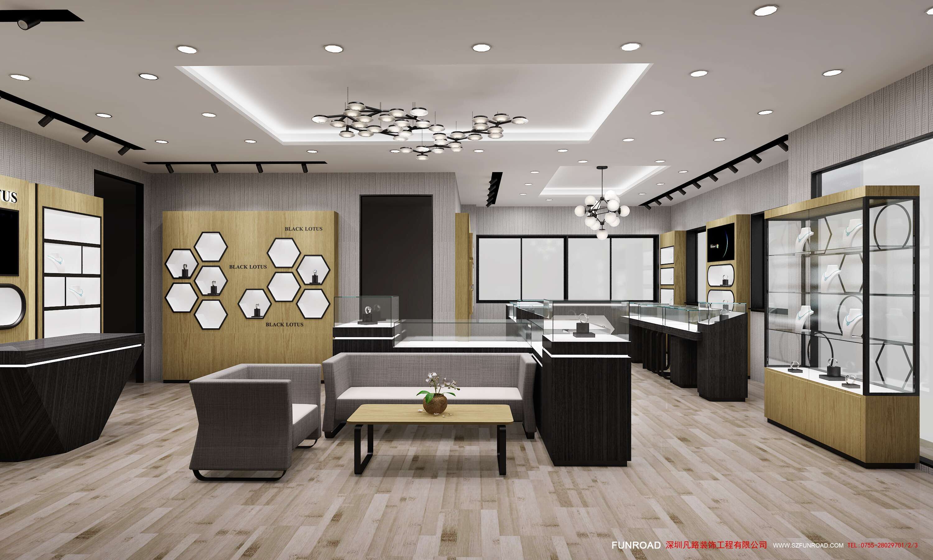 High-end Wooden Display Cabinet for Jewelry Store Interior Design ...