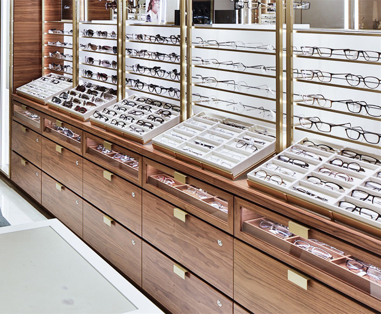 FRSG238 custom commercial furniture wood veneer optical shop