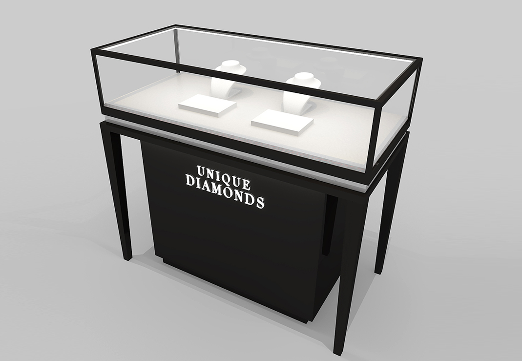 Black Jewelry Display Showcase With Storage