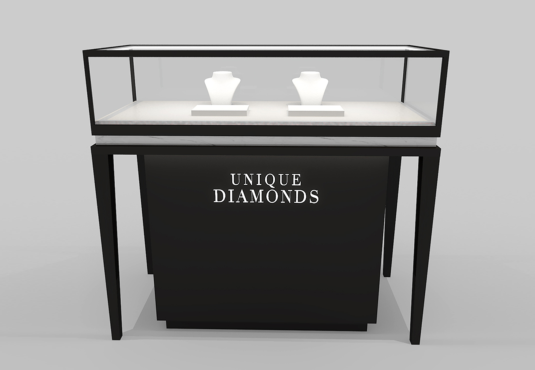 Black Jewelry Display Showcase With Storage
