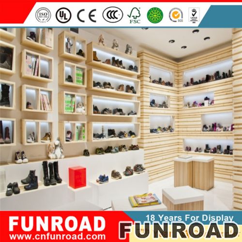 Wooden Custom Shoes Display Rack for New Brand Store Decor