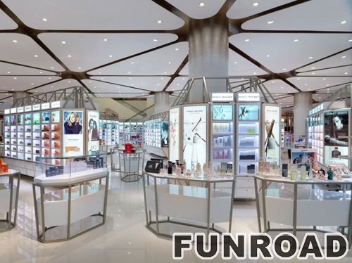 Famous brand makeup kiosk display cabinets glass countertop display