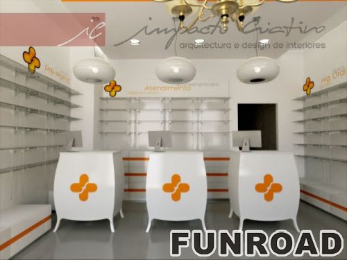 High-end Retail Pharmacy Display Showcase for Drugstore Decor