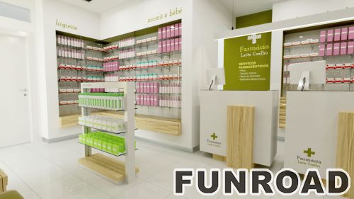 Brand chain store pharmacy wood material display cabinets
