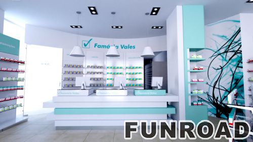 Wooden Wall-mounted Pharmacy Showcase for Drug Store Decor