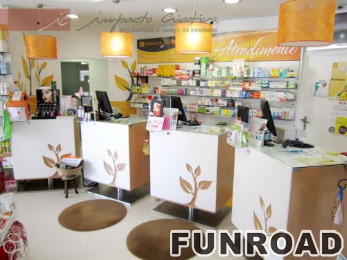 Glass Wall-mounted Pharmacy Showcase for Drug Store Decor