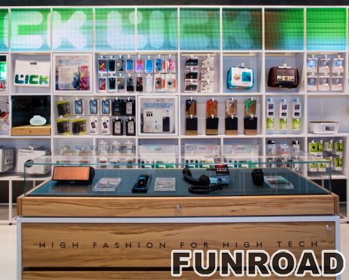 Lick-Store Elegant wooden glass display showcase electronics showcase for cellphone shop furniture design