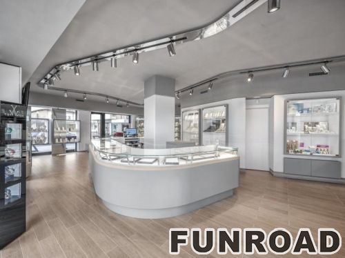 White Wooden Jewelry Display Showcase for Brand Store Design