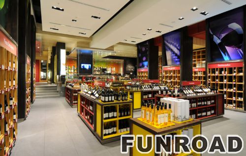 Modern retail shop interior display cabinets and cash counter design for wine store design