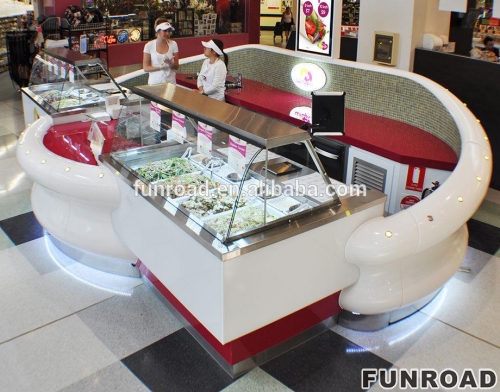 Shopping mall kiosk used for fast food display and sale