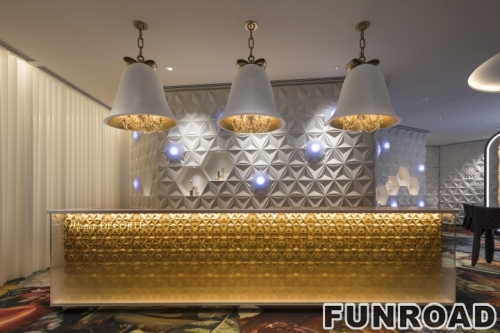Beauty salon interior design modern reception desk with LED lights