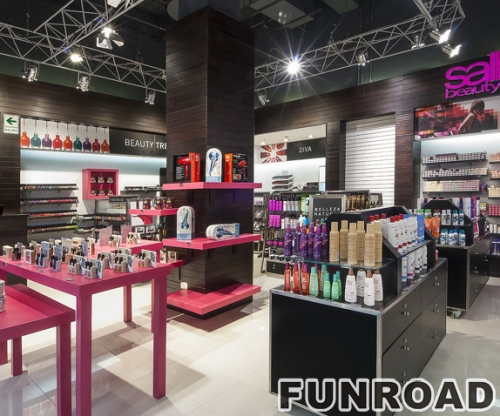 Wooden Retail Cosmetic Display Showcase for Makeup Store Design