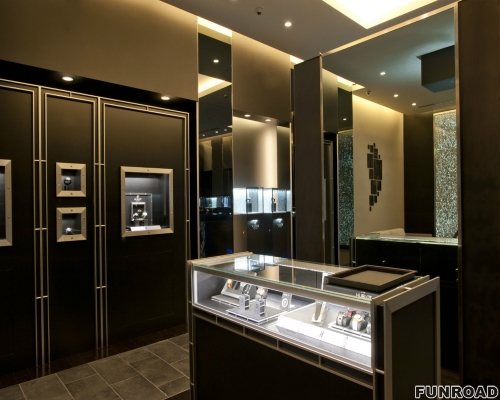 middle end wooden watch display showcase for luxury watch shop design
