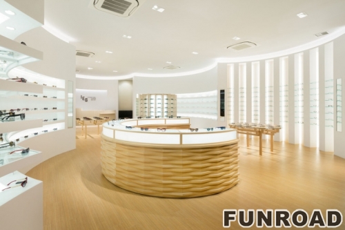 Quality Wood Circle Optical Display Counter with Glass Cabinet