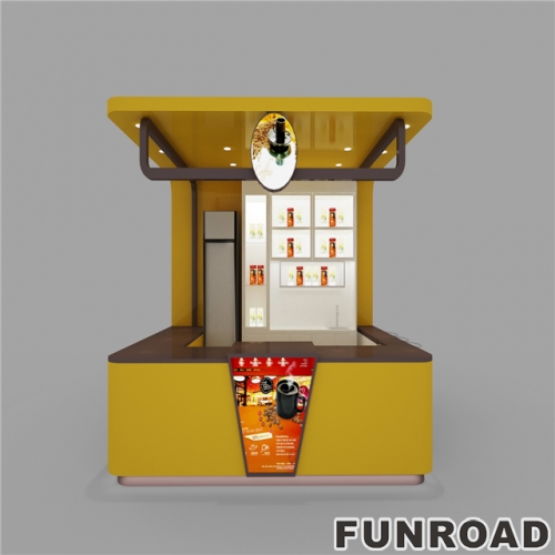Manufacture milk teak / cold driniks kiosk design with floor plan layout and 3D drawings
