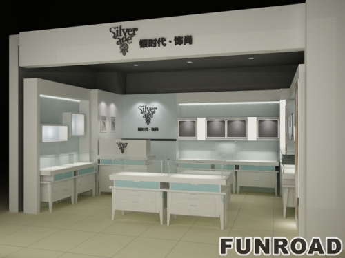 Silver Jewelry Display Showcase for Brand Store Furniture