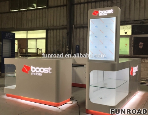 High quality factory directly made metal cell phone kiosk with lighting