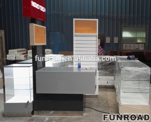 Fashion high end metal cell phone accessories kiosk for shopping mall