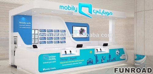 Blue Paint Wooden Mobile Phone Display Showcase for Phone Retail Store