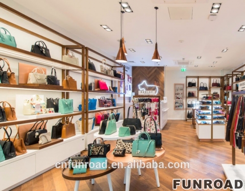 Handbag shop furniture with bag display counter and shelf