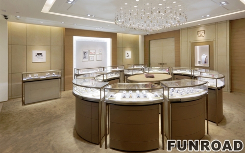 Wooden Display Counter with Glass Cabinet for Jewelry Display