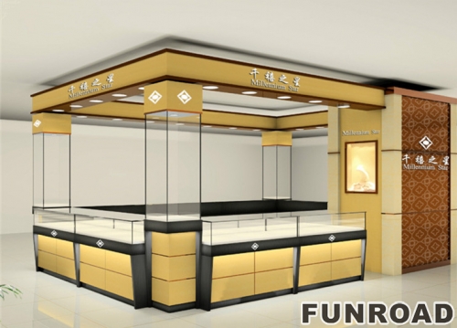 Golden Square Display Counter for Jewelry Brand Store 