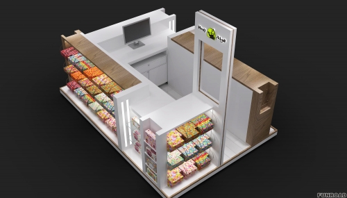 3D Drawing Portable Quality Food Kiosk for Candy Shop Display