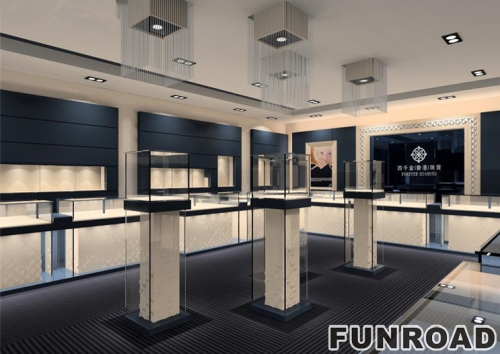 Several domestic high-end jewelry display cases and display counter design and production renderings