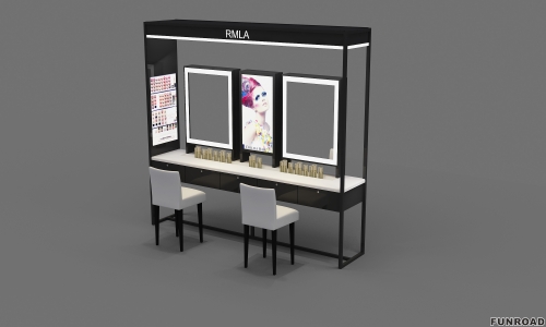 Modern Cosmetic Shop Wooden Display Shelves and Makeup Counter Design for Sale