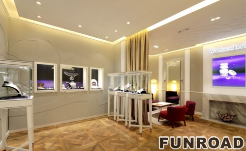 Modern simple luxury wood paint jewelry store display case design case.