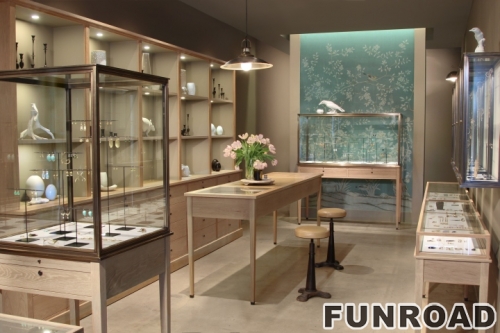 Luxury Wood Glass Jewellery Display Counter Jewellery Display Cabinet