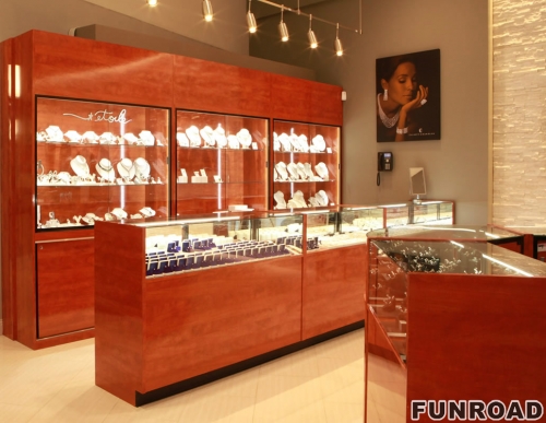 Customized Rosewood Jewelry Store Display Showcase