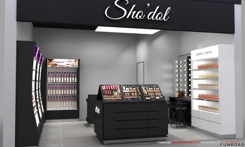 Wooden Cosmetic Display Showcase with LED for Makeup Shop Decor