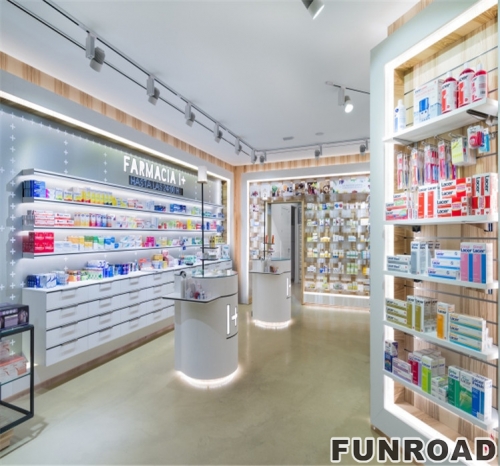 Customized Pharmacy Showcase Shelf for Drug Store Decoration