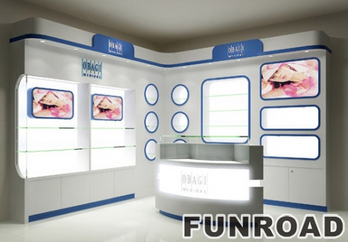 Retail Glass Cosmetic Display Showcase with LED for Beauty Store
