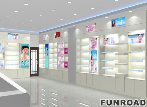 New Design White Cosmetic Display Showcase 