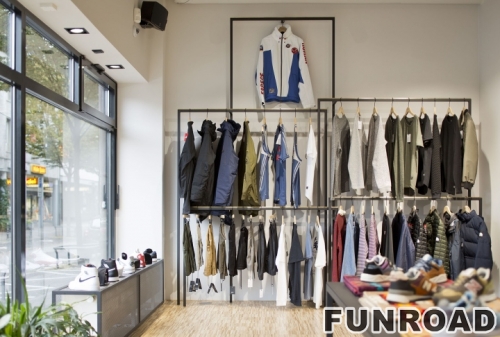Wooden Wall-mounted Showcase For Me’s Clothing Shop Decor