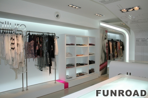 For Mobile Clothes Store Design Wooden Clothing Display Showcase