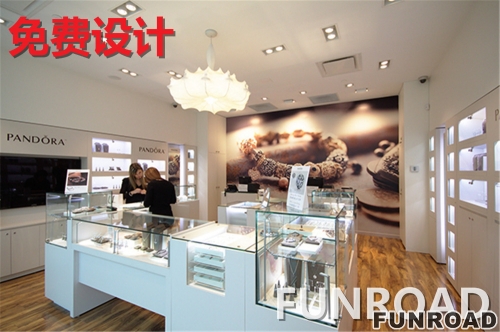 White Wooden Display Cabinet for Jewelry Brand Store Decor