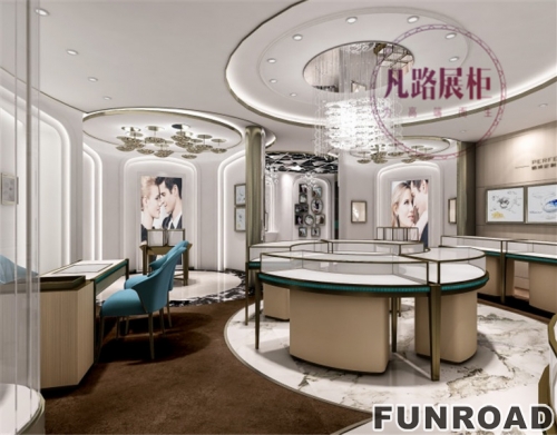 Customized high-end jewelry display cabinet, jewelry display cabinet on-site decoration effect