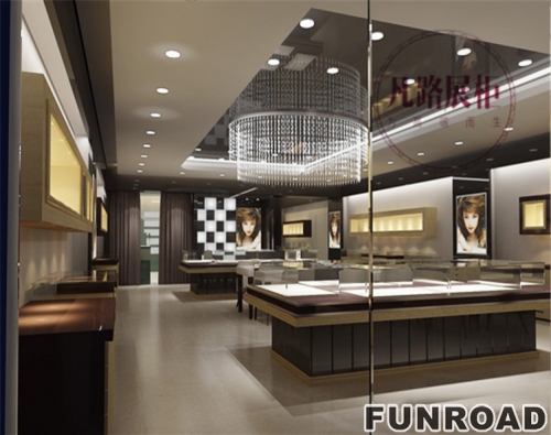 Funroad shenzhen display case customized, high-end wooden glass jewelry display case