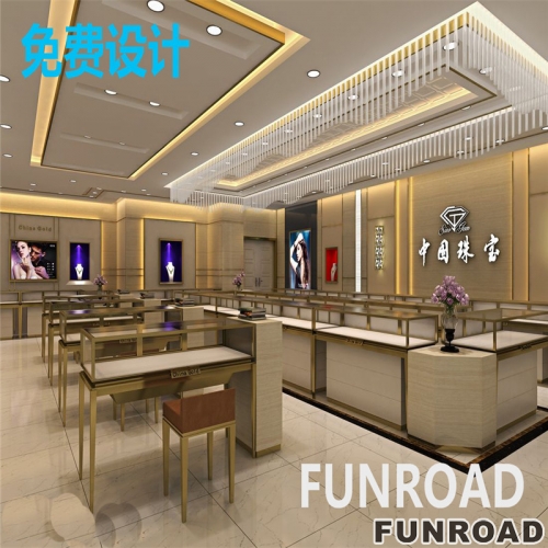 Funroad shenzhen exhibition cabinet factory customized China gold exhibition cabinet, on-site effect drawing