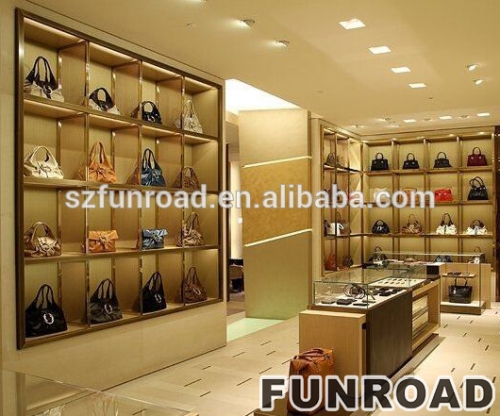 Modern style luxury handbag shoes display stand with glass cabinet